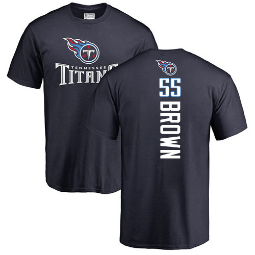 Tennessee Titans Men Navy Blue Jayon Brown Backer NFL Football #55 T Shirt